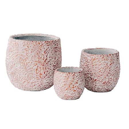 Xbrand 17.7', 12.6' and 9'W Round Beige and Golden Fiberstone/Cement Indoor Outdoor Planters, 3PK PL6707BE